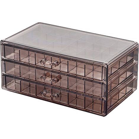 Boîte de rangement décorative à compartiments multiples, grande capacité, transparente, en PET, pour boucles d'oreilles. (1/5)