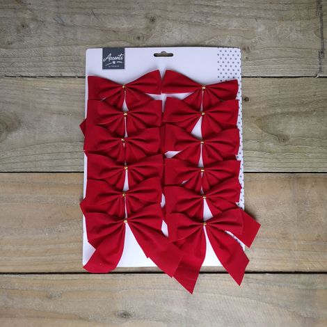 Christmas Tree Velvet Bows Red Decoration - 12 Pack - 12cm (1/4)