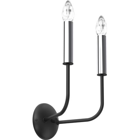 Applique double bougie Akasya noire/chrome 2xE14 Luminex