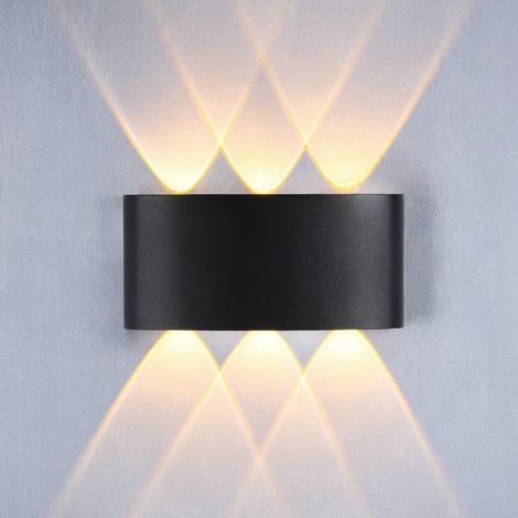 Moderne LED-Wandleuchte, 6 W, warmweiß 3000 K, IP65 wasserdicht, dekorative Leuchte für Schlafzimmer, Flur, Wohnzimmer, Treppenhaus, Hotel, Bar (Schwarz) (1/5)