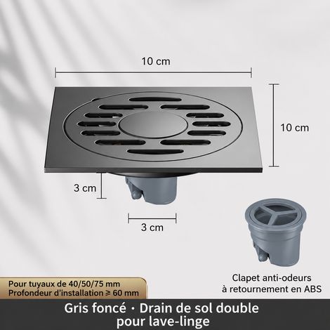 Bonde de sol gris canon de fusil avec noyau en plastique ABS double usage cuisine et salle de bain – Livraison gratuite (1/5)