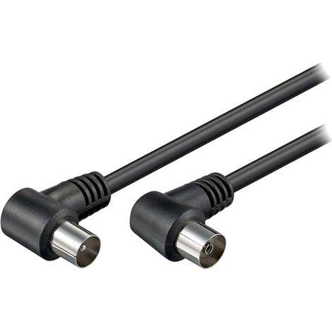 Cable antenne coaxial MF - 1.5m - Coude - Noir