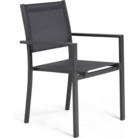 Oviala – Fauteuil de jardin aluminium et textilène gris – Structure légère et résistante – Assise déperlant – Empilable – Protection anti-rouille (1/8)