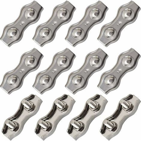 Pair Cyslmuk – Serre-câble duplex en acier inoxydable – 12 pièces pour câbles de 1,5 mm – Haute capacité portante – Installation facile et réutilisable