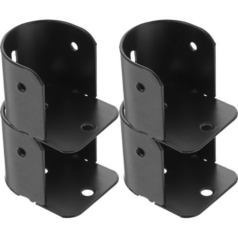 Gadpiparty Lot de 4 supports de barre de douche en fer noir avec surface lisse pour salles de bain et barres de rangement (1/5)
