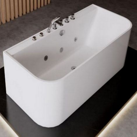 Bagno Italia Vasca da bagno idromassaggio 170x75cm rettangolare angoli stondati con rubinetteria e 4 idrogetti