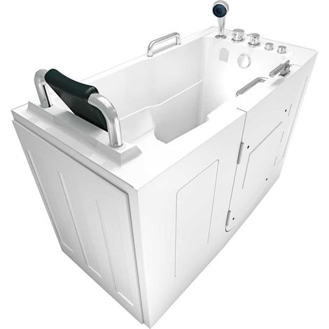 Sitzwanne Whirlpool Badewanne mit Tür S07WP-C-L 140x76cm (1/5)