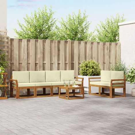 vidaXL Outdoor-Sofagarnitur mit Kissen 7 pcs Natur und Creme (1/5)