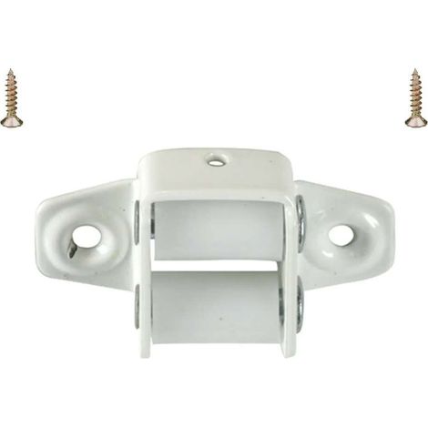 Guide sangle de volet roulant à galets pour sangle de 15 à 18mm en acier laqué blanc fixation horizontale à visser entraxe 37mm Accessoire Rouleau Enroulement Fixation Fenêtre Store Finition (1/2)