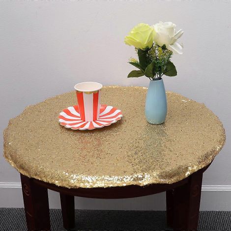Nappe ronde à paillettes, idéale pour la décoration de mariage (taille unique). (1/4)