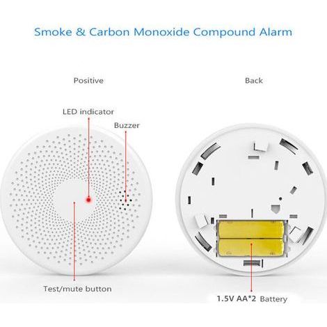 Wifi 2 en 1 détecteur de fumée de monoxyde de carbone intelligent Co détecteur de son de gaz fonction d'alarme de lumière stroboscopique (1/4)