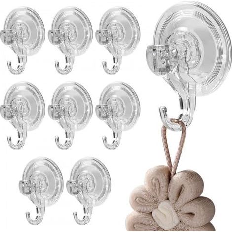 Crochets Ventouse, Transparent Ventouses Plastique, Vide Puissante Crochet, Réutilisable Muraux Ventouses peut Supporter 3 kg, Diamètre 7cm, 3pouces, pour Salle de Bains et Cuisine (8PCS) (1/5)
