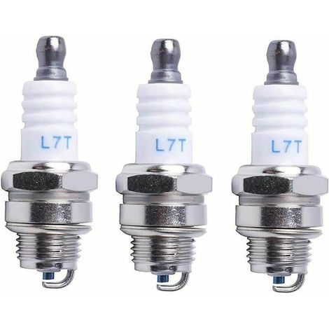 Bougie Allumage L7T - Pour Tronçonneuse et Tondeuse à Moteur Thermique - Équivalent NGK BPMR7A - Lot de 3 (1/5)