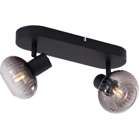 Rounded Ceiling Spotlight Black with Smoke Glass 2-Light - Teddy (1/5)