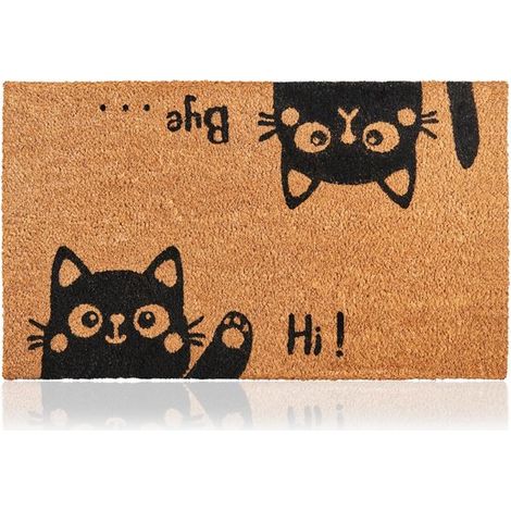 Felpudo Hi-Bye con diseño de gato,45 x 70 cm,alfombras originales para entrada,puertas exteriores,accesorios para el hogar,material resistente (1/2)