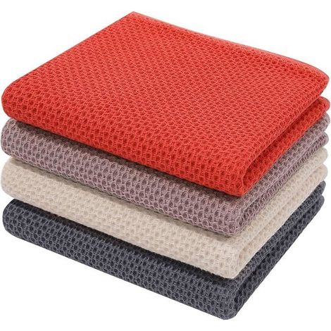 4er-Set Küchentücher, 100 % Baumwolle, 33 x 71 cm, saugfähig und superweich, verschiedene Farben (1/5)