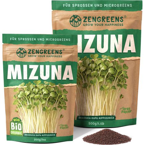 Bio Keimsaat Mizuna 200 g Sprossen und Microgreens ZenGreens