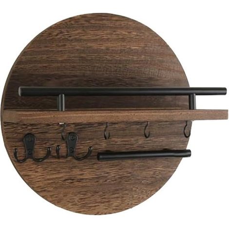 Ganchos para colgar，Ganchos para toallas，Gancho redondo de madera para colgar llaves，12 cm，perchero decorativo de pared，ideal para la entrada (1/2)