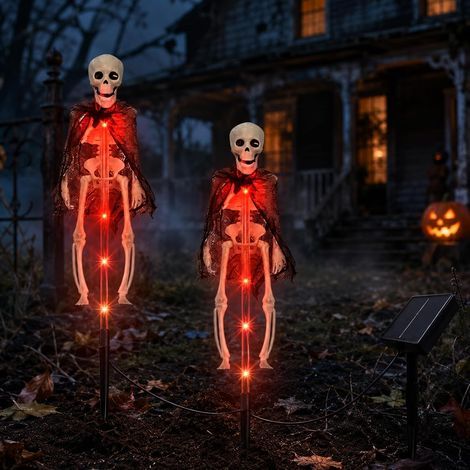 Guirlandes lumineuses solaires d'extérieur pour Halloween, en forme de chauve-souris et de crâne(Y03) (1/5)