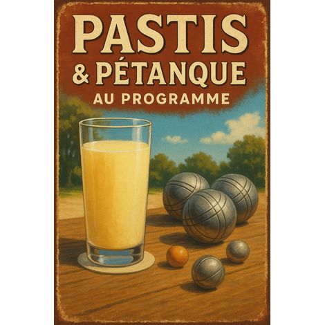 Plaque métal pastis et pétanque 30,5 x 20 cm (1/2)