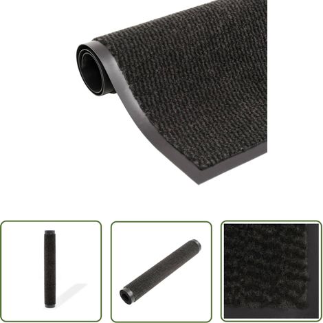 The Living Store Paillasson rectangulaire 120 x 180 cm Noir - Tapis D'entrée - Paillasson Intérieur - Tapis Absorbant - Tapis Antidérapant - Nettoyage Sols (1/4)