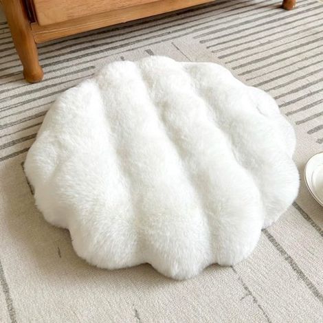 Cuscino rotondo da 40 cm a forma di coniglio in peluche, spesso e morbido in memory foam, ideale per casa, cucina e sala da pranzo, colore bianco. (1/2)
