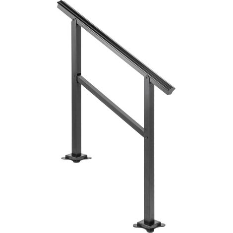Rambarde d'escalier extérieure en aluminium, capacité de charge 74,8 kg, dimensions 91,4 x 88,9 cm. Compatible avec des escaliers de 2 à 3 marches. Kit de vis inclus. (1/5)