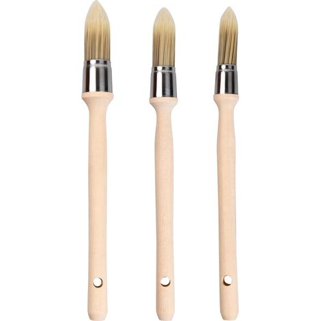 Ensemble de 4 pinceaux ronds professionnels, pinceau rond en bois, poils en fibres synthétiques, pinceau de remplissage pour le pouce pour la peinture au pinceau (1/5)