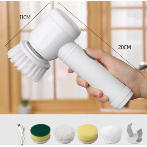 Automatisches Reinigungsset mit 4 Bürstenköpfen für Badewanne, Küche, Fliesen und WC