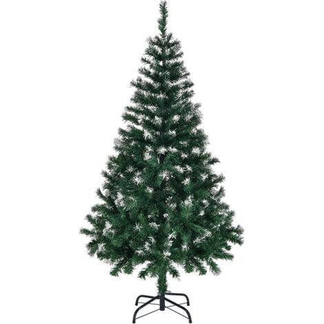 Künstlicher Weihnachtsbaum, 1,20 m hoch, schneeweiß, unbeleuchtet, 300 Zweige, stabiler Metallständer (1/4)