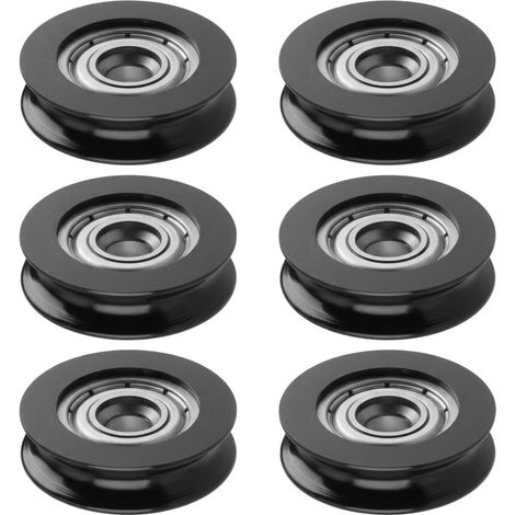 6 Pièces Roulettes à Gorge en U 5 x 23,5 x 6,8 mm, Roues en Nylon/POM avec Roulement à Billes, Poulies Silencieuses pour Porte Coulissante, Fenêtre, Douche, Armoire et Profilé Aluminium (1/5)