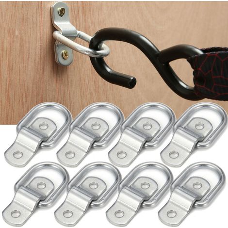 8 pièces anneaux d'arrimage en acier inoxydable pour remorques van bateau camions tout-terrain cordes de box (argent) (1/4)