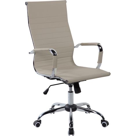 Poltrona da Ufficio Presidenziale Dallas con Braccioli 54x63x106-116 cm in Pelle Sintetica Tortora (1/5)