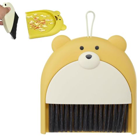 Mini balai à main en forme d'ours, balai de table, pelle portable, balai de camping pour la maison, le bureau, l'école et le nettoyage des animaux (1/4)