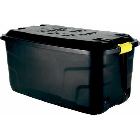 Coffre de rangement Strata 145L en plastique avec roulettes Noir (1/5)