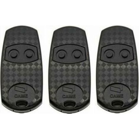 Pack de trois télécommandes portail automatique modèle CAME TOP432EV fréquence 433,92 MHz avec 2 boutons, parfaitement compatibles avec les récepteurs CAME, dimensions : 68 x 12 x 32 mm (1/3)
