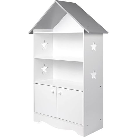 WOLTU Libreria in Legno per Bambini Scaffale a Forma di Casa Porta Giochi Bianco (1/7)