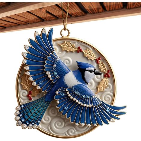 Oiseau Décoratif en Émail Pendentif Rond 2D en Acrylique Coloré Figurine Oiseau de Jardin Pour Fêtes Anniversaire Décor d'Intérieur Maison Bureau Salle de Bain (1/5)
