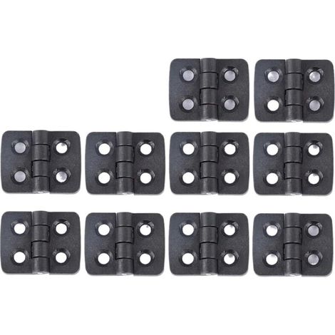 Lot de 10 petites charnières en plastique noir (1/5)