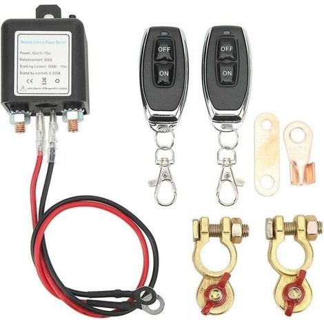 Interruptor de desconexión remota de batería, interruptor de desconexión de batería de automóvil, interruptor de apagado con terminal de cobre controlado remotamente (12V200A)