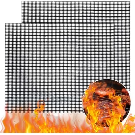 2Pcs Tapis de Cuisson Barbecue pour Grille Barbecue Tapis Cuisson Barbecue Anti-Adhésif pour Grille de Barbecue Tapis Barbecue Réutilisable et Découpable - 40x33cm