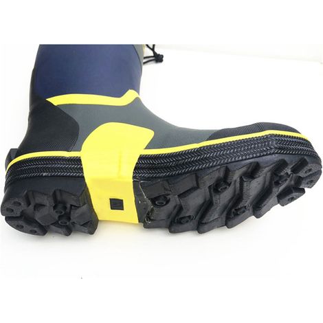 Bottes en caoutchouc embout acier semelle antidérapante imperméables surchaussures de travail extérieur bleu gris jaune HH025 L pointure 41-42 (1/5)