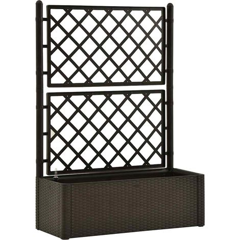 Maison Exclusive - Lit surélevé de jardin et treillis et système d'arrosage Moka (1/5)