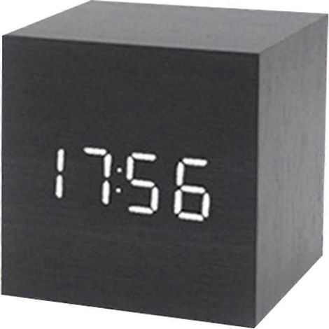 Réveil/horloge numérique en forme de cube en bois, activé par le son, objet décoratif idéal pour les fêtes et le Nouvel An (05) (1/5)