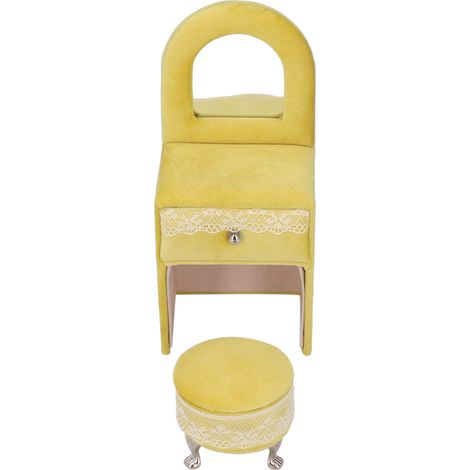 Silla Miniatura - Tela de Franela Suave - Color Crema Amarillento - Para Casa de Muñecas - 1 Unidad (1/5)