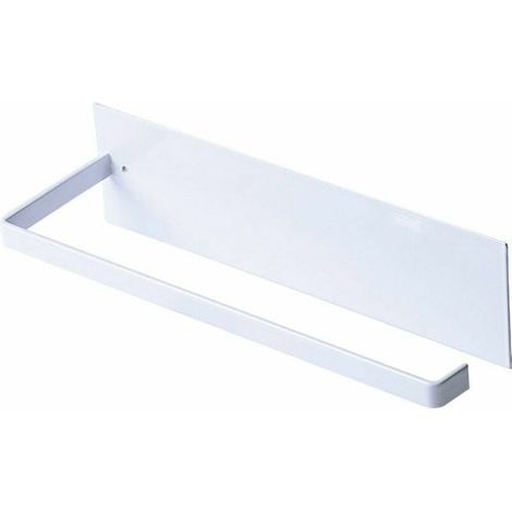 Porte Essuie-Tout, Porte-Papier Cuisine Mural, Supports pour Papier Essuie Tout sans Perçage, Porte-Rouleau Cuisine en Métal, Dérouleur Sopalin Auto-Adhésif Cuisine, 25cm - Blanc (1/5)