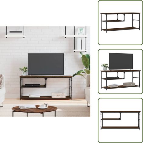 TV contrachapada - vidaXL Mueble de TV contrachapada y acero marrón roble 103x38x46,5 cm - Mueble de madera