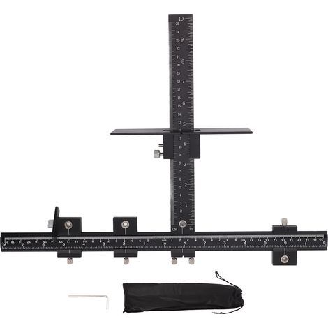Gabarit de quincaillerie d'armoire, poignée noire en aluminium, opération facile, mesure précise, outil de perçage pour poignées (1/5)