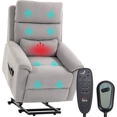 Power Lift Recliner Chair, with Massage, 87 x 80 x 107 cm, Light Grey (1/5)