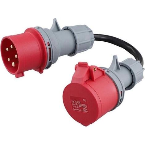 CEE-Steckdosenadapter, rot, 5-polig, 32 A (männlich) auf 16 A (weiblich) – Ladegerät für Elektrofahrzeuge, Verlängerungskabel und 400-V-Stecker, europäische Norm